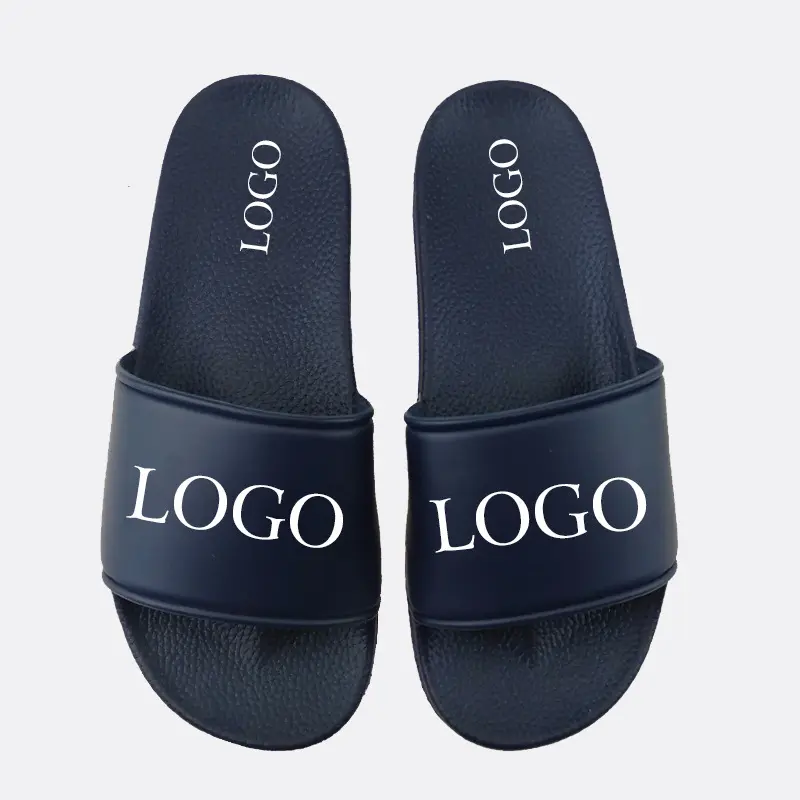 Pantofole da uomo in PVC stile classico personalizza LOGO nero sliders, personalizza pantofole con sandali scorrevoli vuoti, diapositive con logo personalizzato da uomo