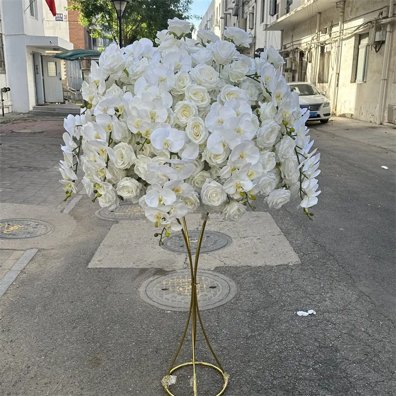 IFG arranjo floral fornecendo elegante 80cm branco orquídea flor bola para decoração central do casamento