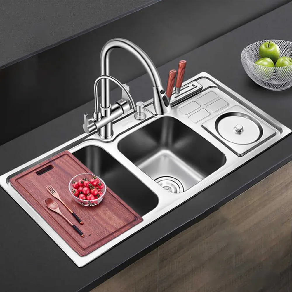 Nano 304 Stainless Steel Sink With Trash Can Multifunctional Kitchen Sink