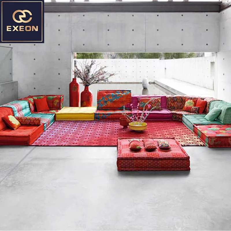 Oturma odası modüler koltuk takımı klasik kanepe Villa renkli Dubai kanepe Divano Meubles kumaş Roche Bobois Mah Jong kanepe