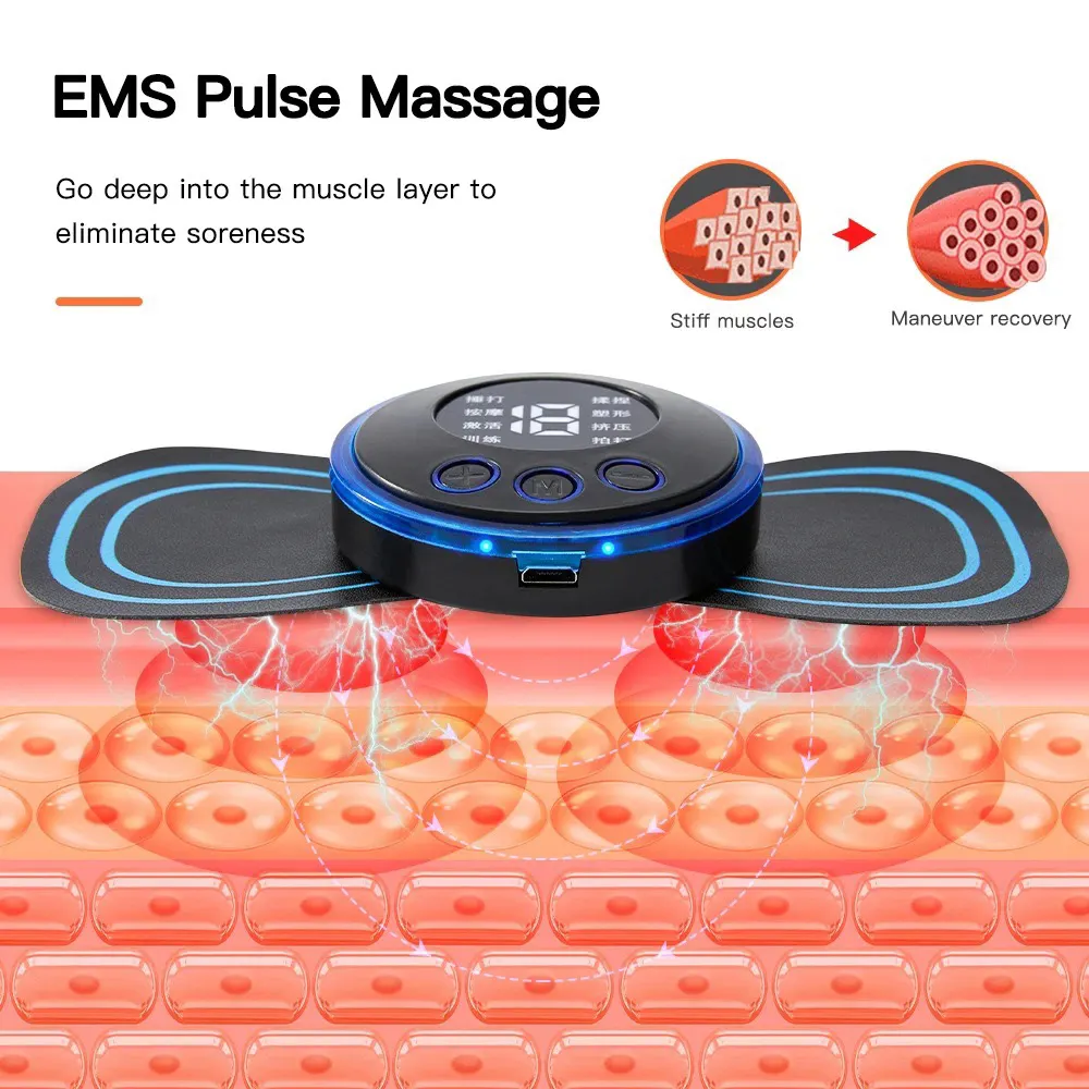 ईएमएस मसाजर माइक्रो-करंट मांसपेशी उत्तेजक मांसपेशियों को कसने वाला फिटनेस उपकरण कंधे और पेट के पूरे शरीर की मालिश