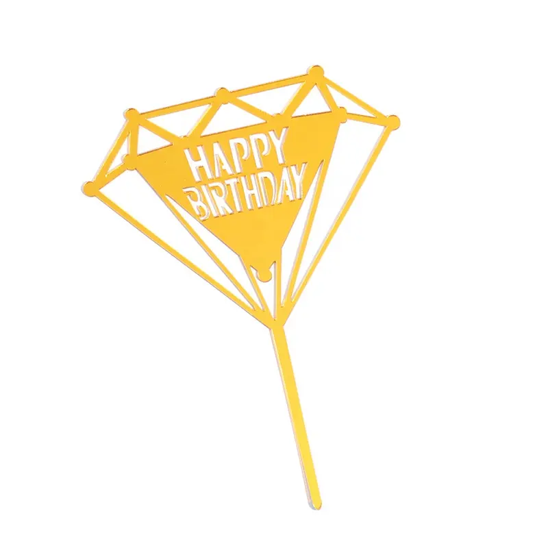 Yeni moda stil ayı elmas şekilli akrilik mutlu doğum günü pastası topper