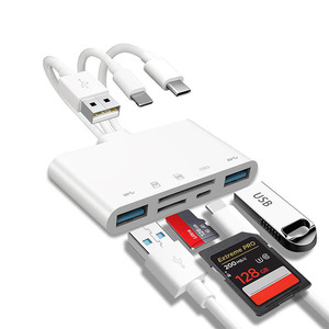 适用于IPhone/笔记本电脑的Sd tf卡读卡器适配器、Lightning Type-C USB转Tf & sd卡USB c OTG适配器支持Type-C设备 - Product Image 1