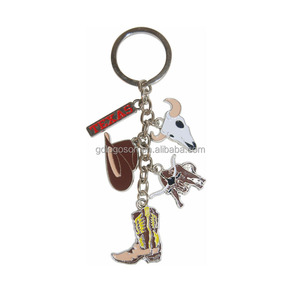 Fabrika Dallas hediyelik eşya anahtarlık kovboy çizmesi hayvan sıçan 5 Charm özel emaye anahtarlık Texas State harita Metal anahtarlık - Product Image 3