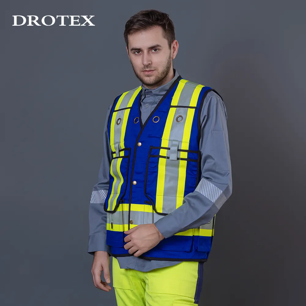 Vêtements de travail professionnels de métallurgie extensible Vêtements de sécurité incendie réfléchissants Gilet de travail à poches multiples