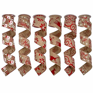 定制高品质<span class=keywords><strong>1.5</strong></span>英寸回收格子有线粗麻布圣诞丝带圣诞快乐圣诞树节日装饰