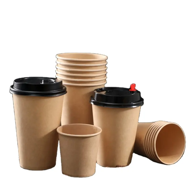 Kraft White Coffee Paper Cup Benutzer definierte Einweg-Doppel wand zum Mitnehmen für heiße kalte Getränke Kompost ierbar Recycelbar Braun