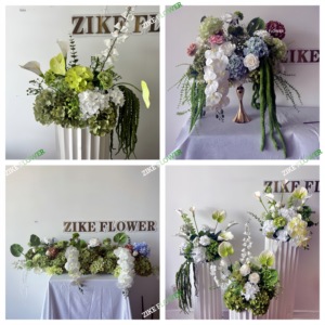 Màu trắng và màu xanh lá cây Boho đám cưới Backdrop với vòm trụ cột Arbour hoa làm bằng hoa hồng và tú cầu cho tổ chức sự kiện trang trí - Product Image 6