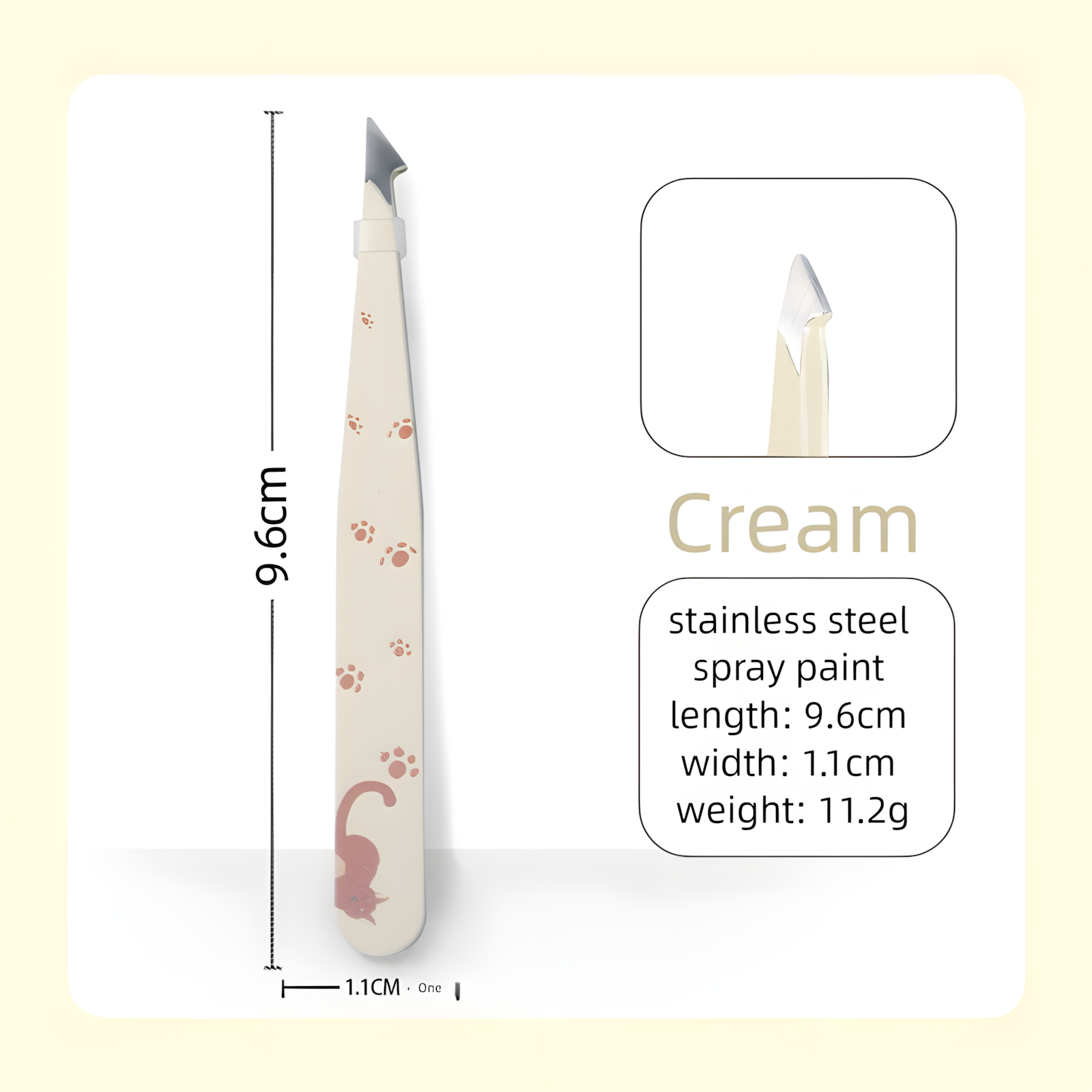 Cream Printed Slanted Tip