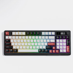 Tres colores 2,4G Wireless Gaming/Office Keyboard RGB LED Teclado de membrana retroiluminado con perilla multifunción de pantalla - Product Image 4