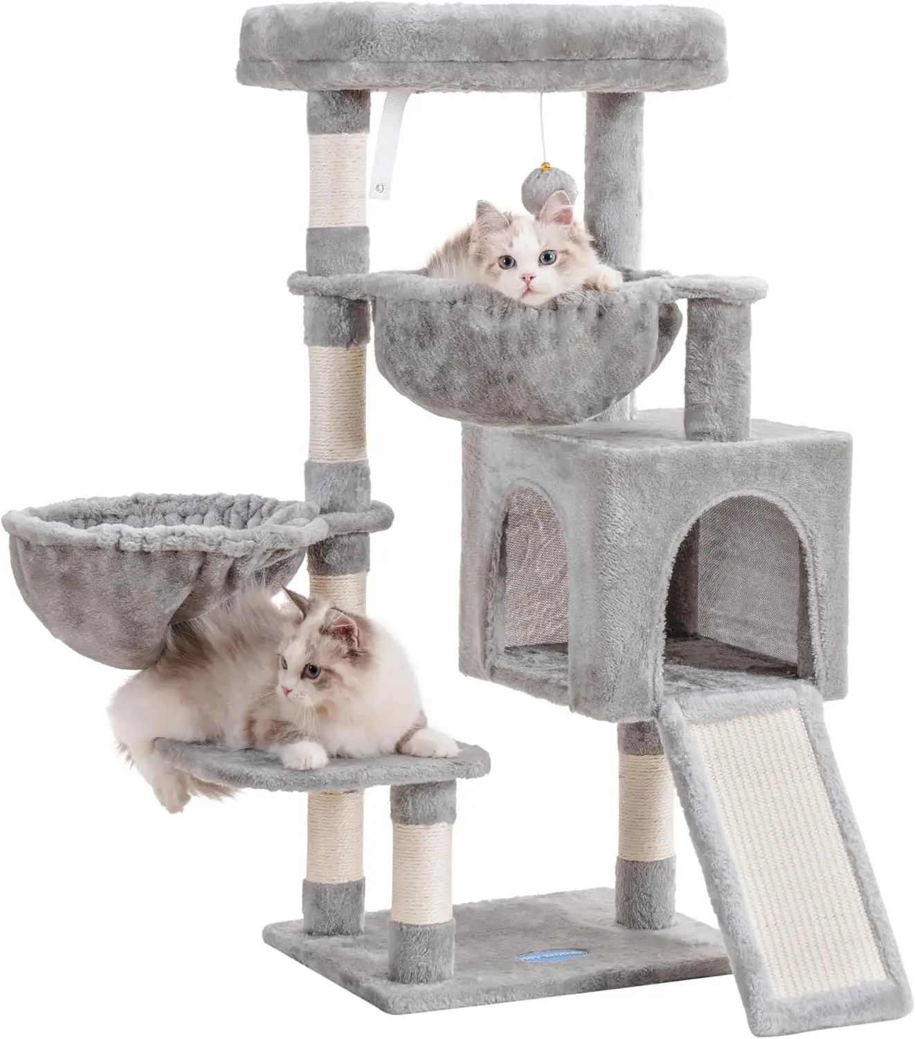 Meowlove Cat Tree, torre de Interior para gatos con cama tapizada grande, poste rascador de sisal y almohadilla rascadora grande