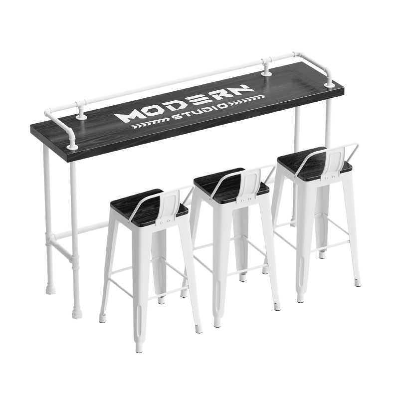 Mesa blanca de 180 cm de largo + 3 sillas