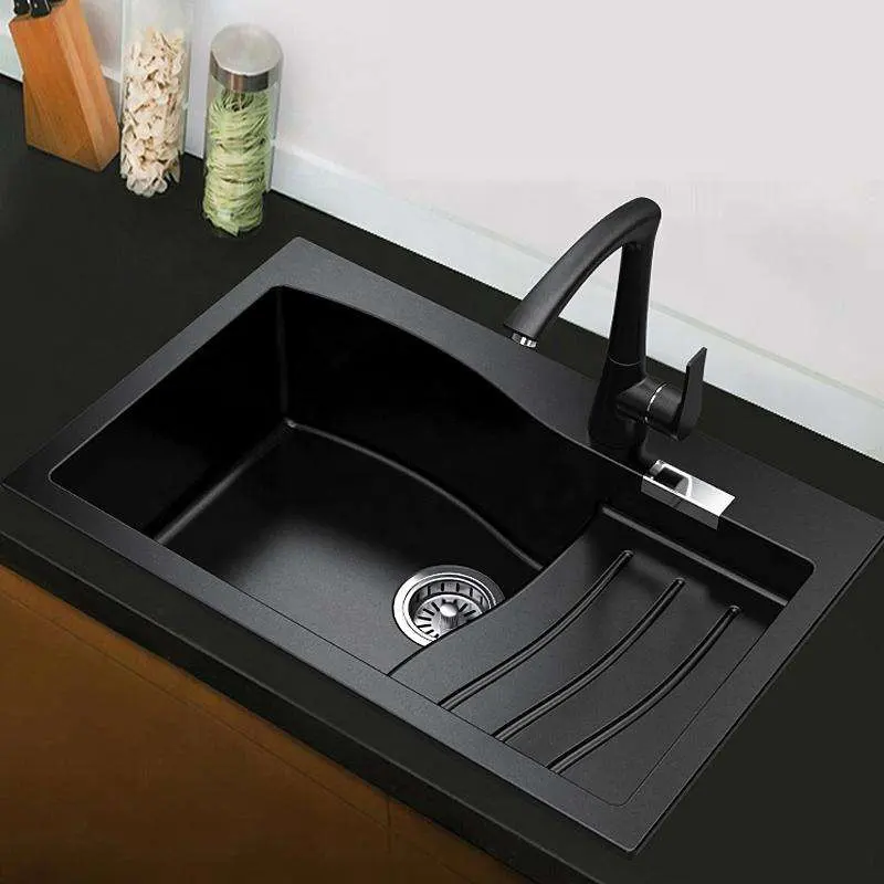 Natura Topmount Composito Quarzo Lavello Della Cucina di Colore Nero Composito Granito Lavello