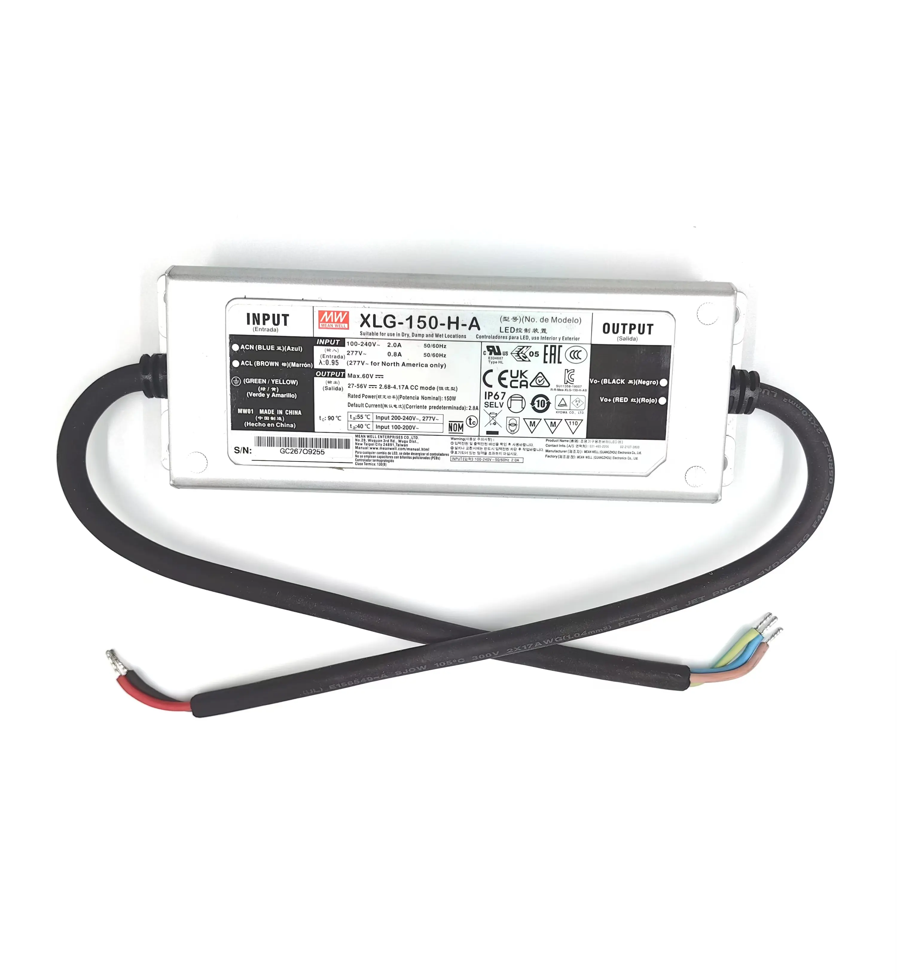 Meanwell XLG alimentatore Switching 100W 150W 200W 240W 320W Waterproof Led Driver Led alimentatore 12V 24V