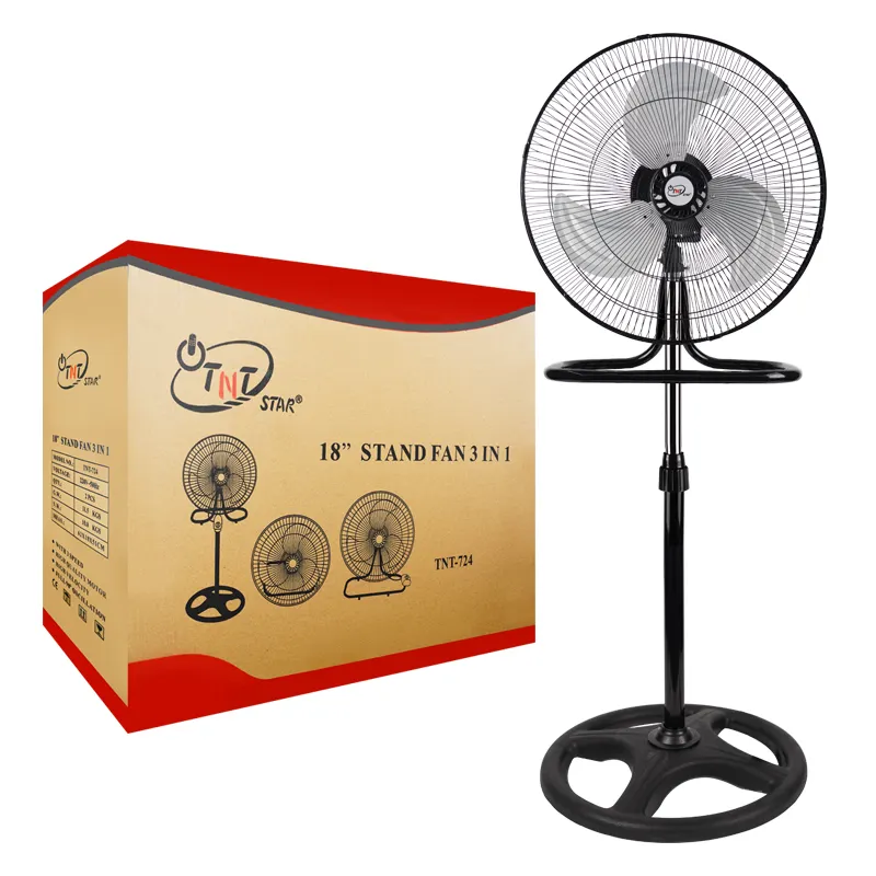 Tntstar TNT-724 ventilador industrial, ventilador de suporte elétrico 18 polegadas 3 em 1 piso luxo pedal oscilante nórdico