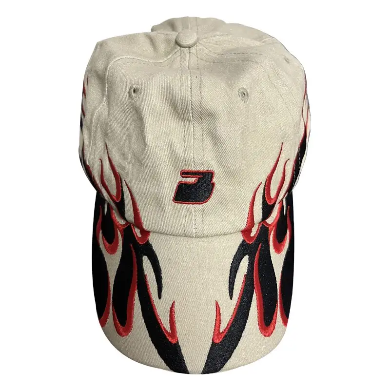 Berretti e cappelli sportivi patch promozionali ricamati berretto da baseball con fiamme a telaio