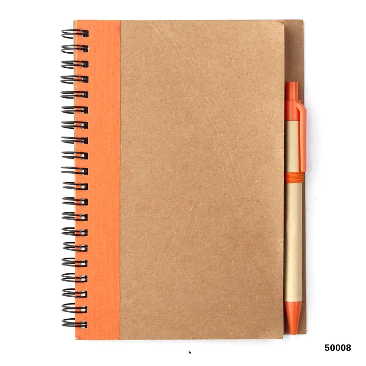 A5 Doppel metalldraht Spiral Notebook Kraft papier Cover Notebook mit Papiers tift angebracht