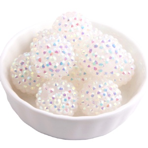 Jelly Pink Ab Color <strong>Wholesales</strong> Beaded Resin Rhinestone Ball Beads for <strong>Pen</strong> Beadable 20MM