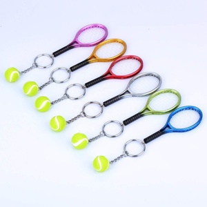 Tenis raketi anahtarlık anahtarlık Metal tenis topu bölünmüş yüzük yaratıcı hatıra reklam promosyon küçük hediyeler Mini tenis anahtar - Product Image 1