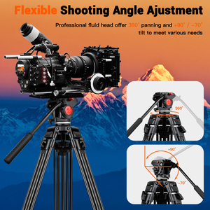 Chuyên nghiệp Heavy-Duty video có thể điều chỉnh máy ảnh <span class=keywords><strong>Tripod</strong></span> Hợp kim nhôm đứng đầu cho DSLR SLR cho vlogging nhiếp ảnh - Product Image 2