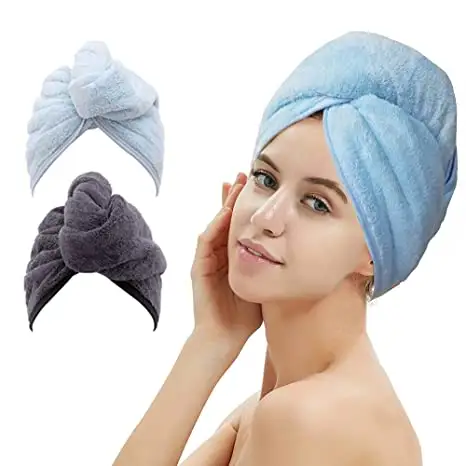 Microfiber Towel Wrap for Women Super Absorbent Quick Dry Turban for Drying Curly, Long & Thick dry hair Cap
