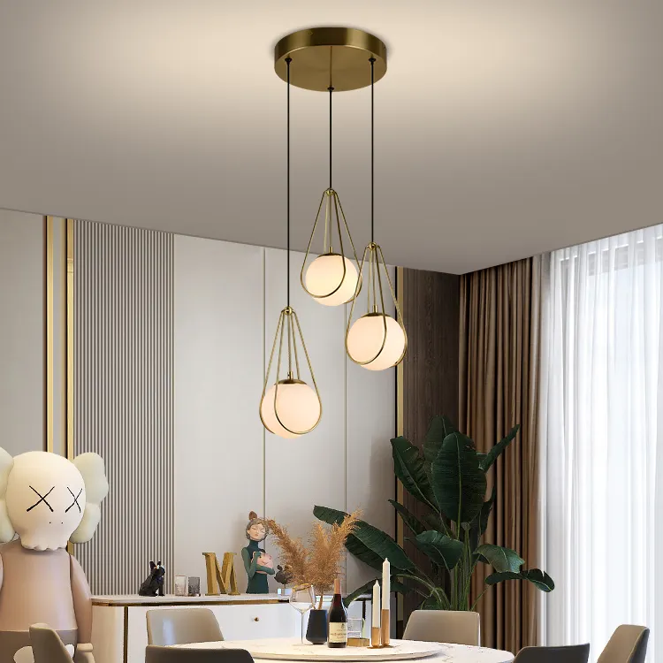 Nuevo producto, decoración de interiores, cafetería, restaurante, Villa, candelabro LED moderno dorado