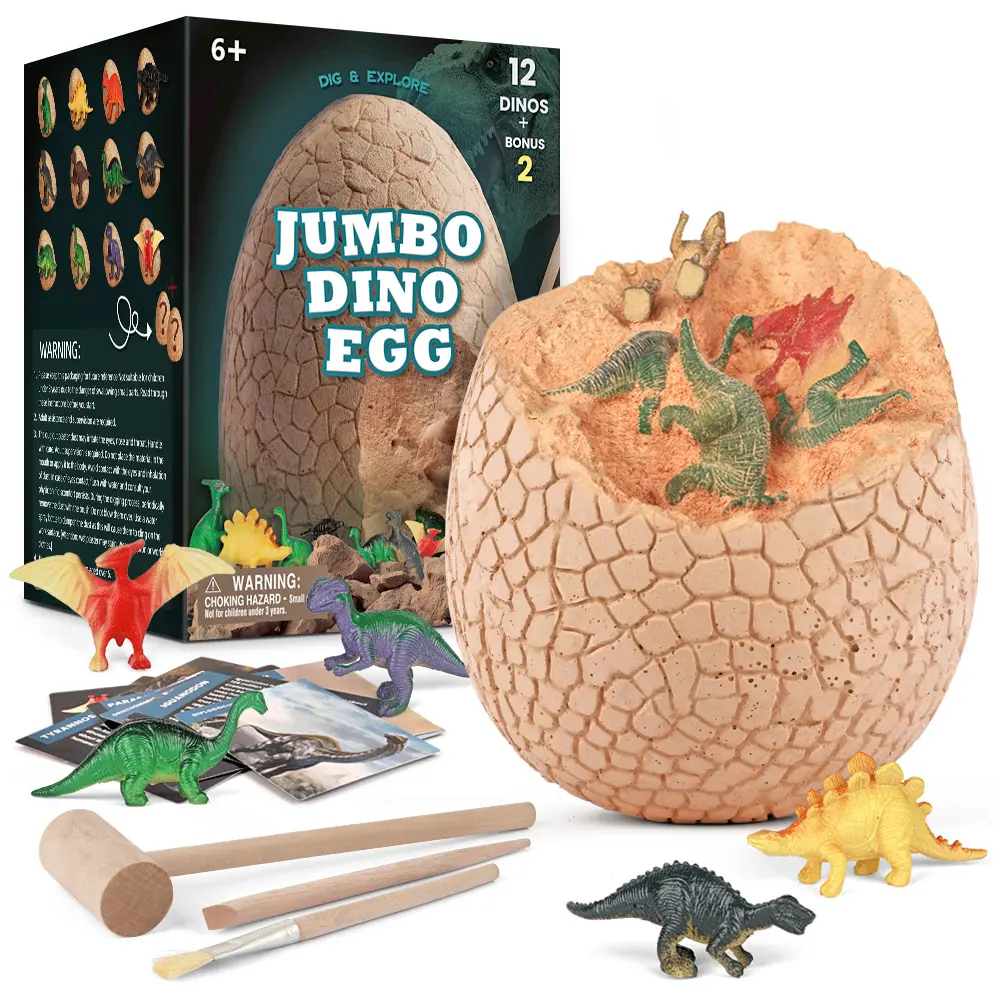 Kit de creusement d'œuf Jumbo Dino, 12 jouets de dinosaure Surprise Unique, Excavation d'œuf, archéologie, jouet de tige scientifique éducative