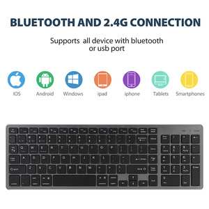 Multi-Device <strong>Wireless</strong> <strong>Keyboard</strong> for Tablet Phone Computer 2.4G <strong>Wireless</strong> Rechargeable <strong>Keyboard</strong> Compatible Mac Android