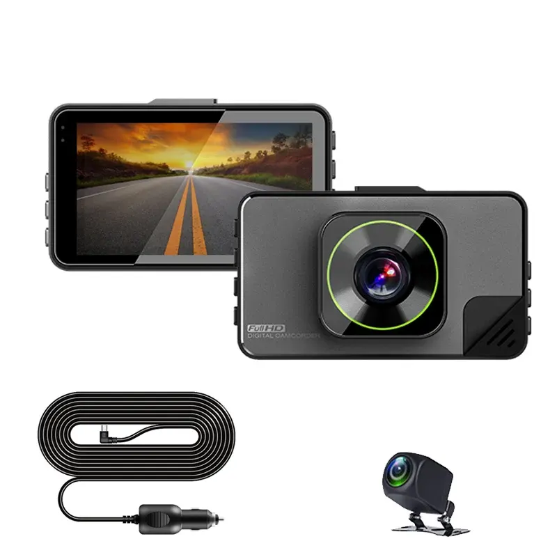 Dianteiro e traseiro 2 canal carro Dvr condução gravador de vídeo câmeras duplas 3 polegadas 4K HD traço câmera carro caixa preta