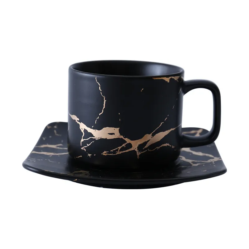 Ensemble de tasses et sous-tasses en porcelaine chinoise, personnalisées, de 200ml, pour expresso en porcelaine fine, nouveauté unique noire