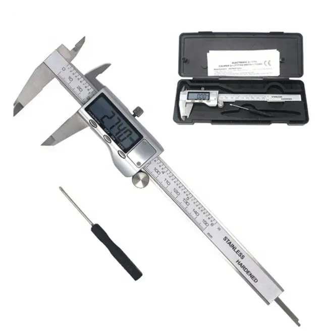 Calibrador Vernier Digital, 6 pulgadas, 150mm, acero inoxidable, micrómetro, herramientas de medición de profundidad