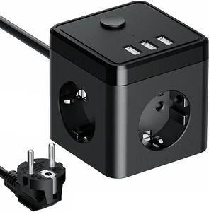 带USB/立方体电源条的电源条3路插座3 USB 5V 3.1A带USB短路保护的多插座 - Product Image 1