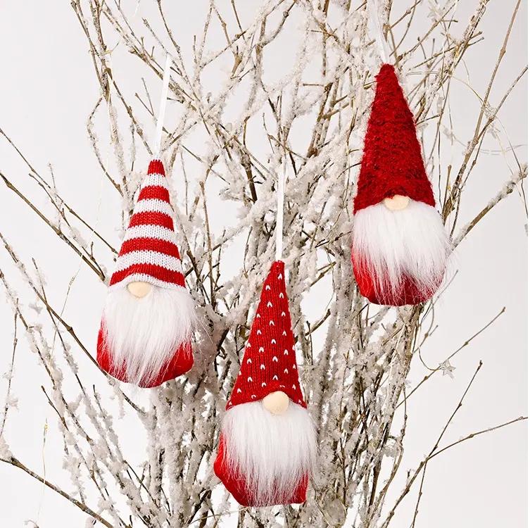 2022 Navidad peluche babbo natale a maglia peluche albero di natale ornamento appendere ciondolo senza volto bella bambola capodanno decorazioni per la casa