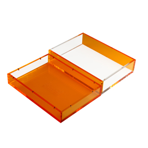 双层矩形储物定制印刷彩色亚克力托盘彩色塑料托盘带磁铁 - Product Image 3