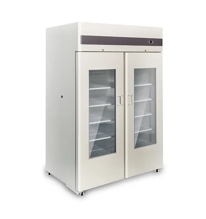 + 4C 1100L Вертикальный двойной стеклянный дверной холодильник для банк крови, больничный холодильник для крови, медицинский холодильник для крови