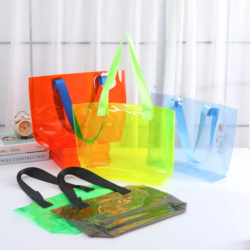 Özel temizle Pvc plastik alışveriş çantası alışveriş çantaları Shopper omuz tasarımcı çanta kadın ünlü markalar çanta