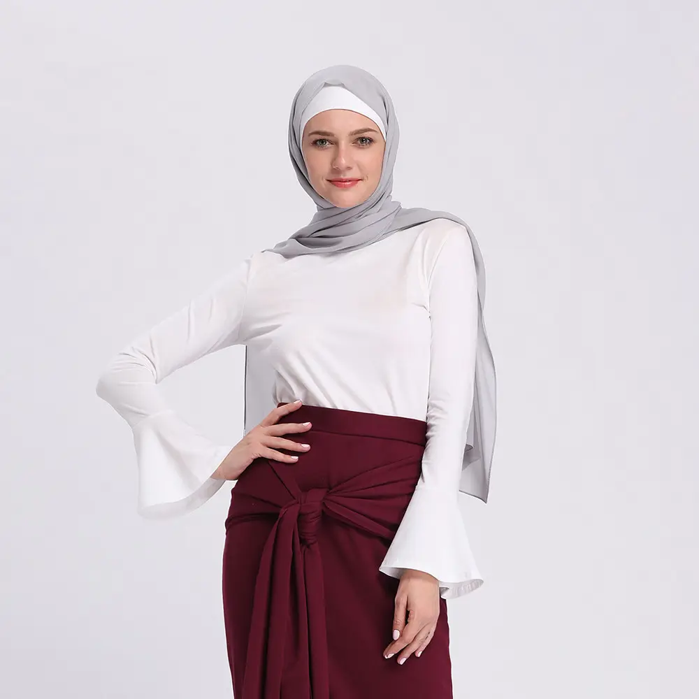 מזרח התיכון מכירה לוהטת אופנה מתוק עגול צוואר התלקח שרוול תחתון התאמה מוסלמי האסלאמי נשים של למעלה 2023