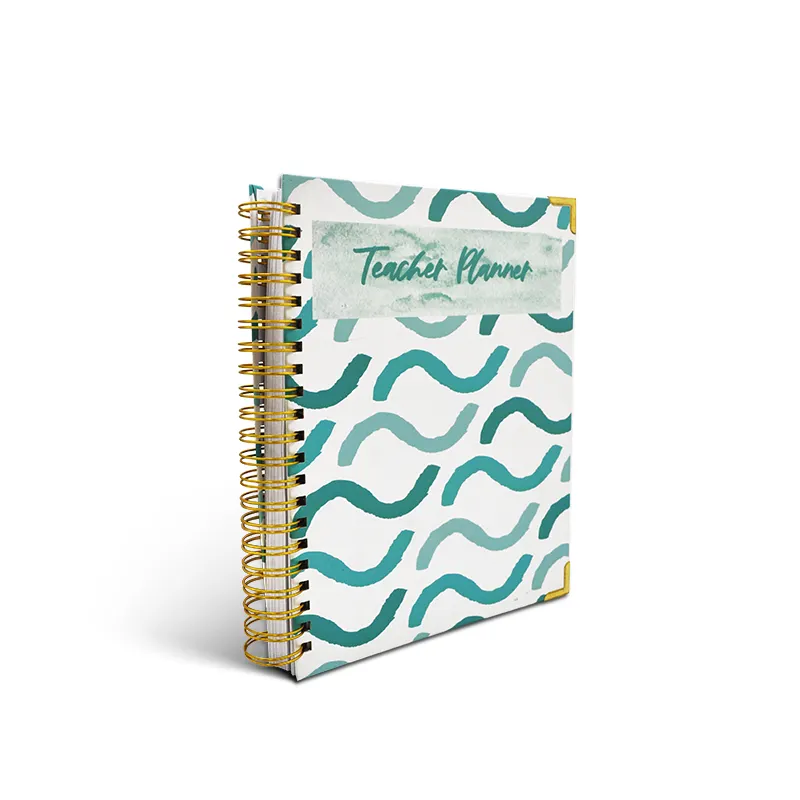 Cuaderno de diario con impresión personalizada 2024, cubierta de color de tamaño personalizado, encuadernación en espiral, planificador de lecciones para profesores de escuela semanal diario