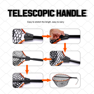 Balık ağı 108cm alüminyum katlanabilir tor ağı yumuşak silikon örgü PVC tutamak yayın Net Fly alabalık somon bas kayık balıkçılık - Product Image 6