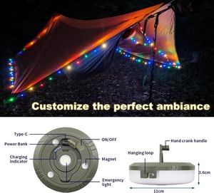 Cadena de luces para acampar recargable por USB, 8 modos de Flash, cadena de luces para acampar, 100 LED, 10m, cadena de luces para acampar