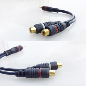 RCA 1至2 2 RCA至1 RCA母对公对母分路器电缆音频分路器分配器转换器扬声器金线