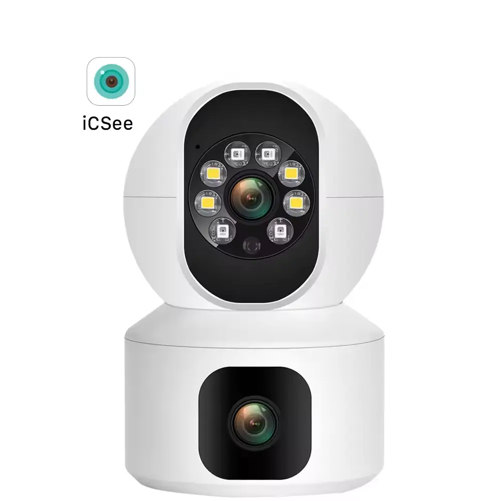 Icsee câmera de segurança PTZ wi-fi com lente dupla 4K 8x zoom 4MP, câmera de grande angular para exterior, câmera de CFTV com slot para cartão SD, inteligente para Bullet PTZ