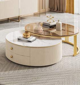 Đồ Nội Thất Phòng Khách Mặt Bàn Bằng Kính Năng Lượng Mặt Trời Với Ngăn Kéo MDF Bàn Cà Phê - Product Image 5