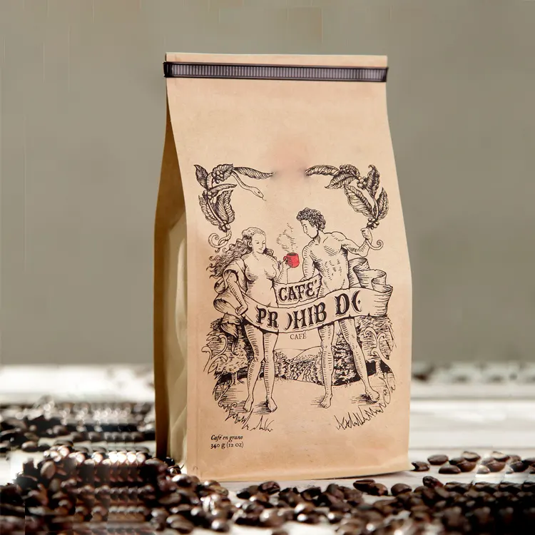 無料サンプルカスタムプリント空のお茶コーヒー豆バッグバルブ平底マイラーコーヒー包装ポーチ