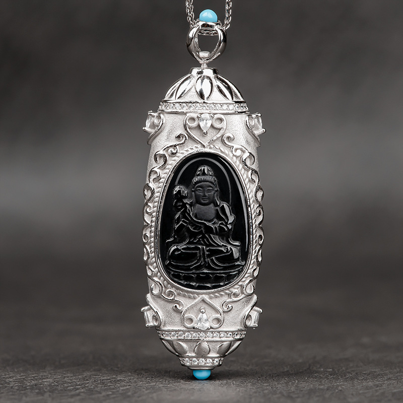 Da Shi Zhi Bodhisattva S925 Silver Inlay (with Silver Chain)