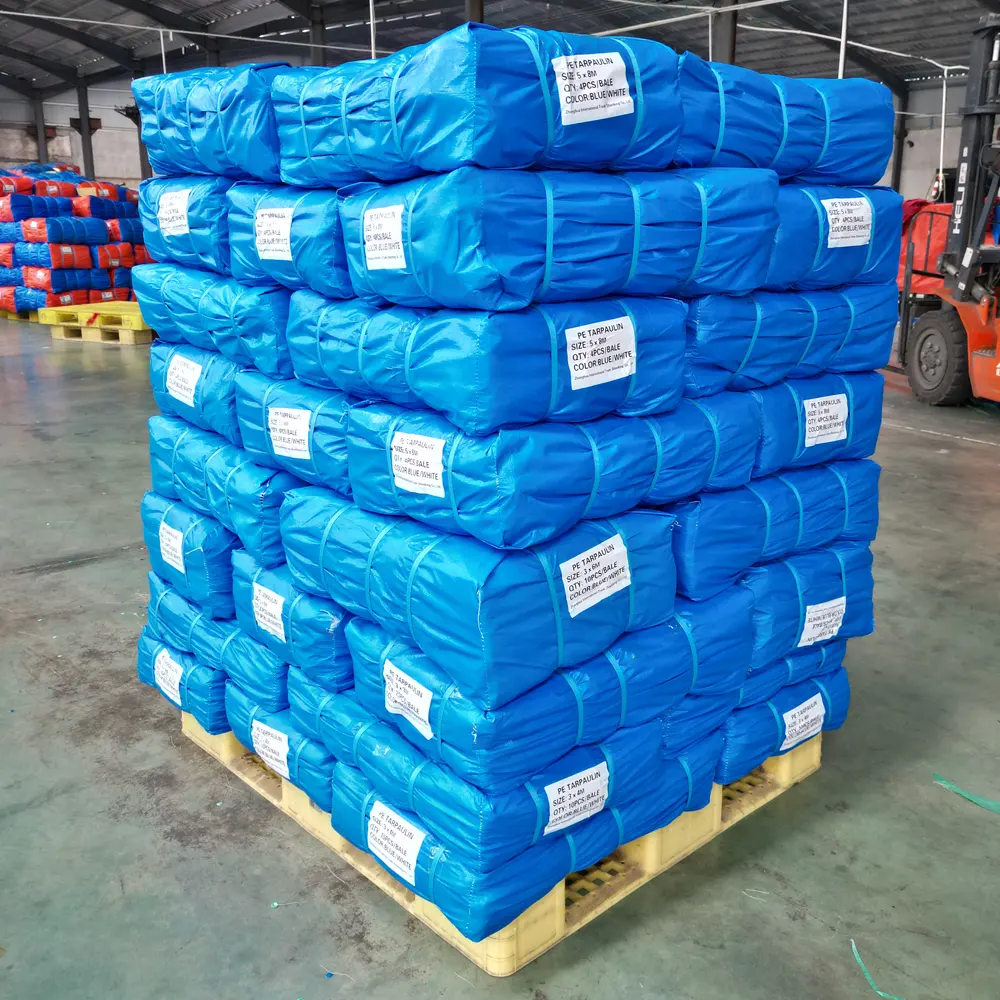 PE 타포린 100% 방수 고품질 트럭 커버화물 커버 페 플라스틱 방수포 제조 업체 블루 화이트 타포린 시트 가격