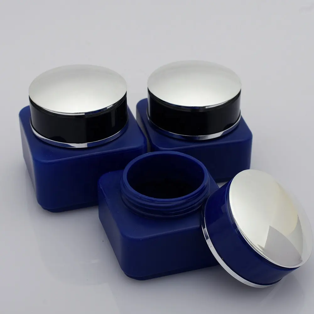 60 г 80 г квадратная нижняя синяя косметика для ухода за кожей Хранение продуктов алюминиевая верхняя крышка с винтом баночка для крема баночки для крема для лица