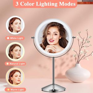 工厂OEM双面桌面浴室浴缸放大镜Led化妆镜带led灯化妆镜带灯 - Product Image 3