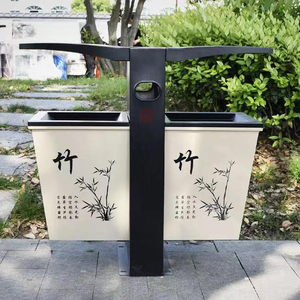 高品质室外金属垃圾桶，带立式结构环境卫生垃圾分类回收箱 - Product Image 2