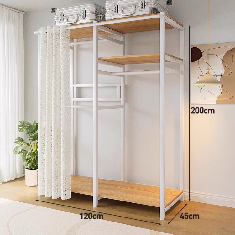 120*45*200-white frame steel and wood combination